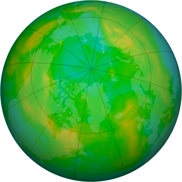 Arctic ozone map for 13 July 1985